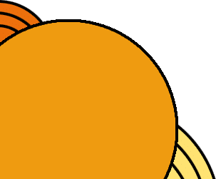 Shape-img1.png A vibrant abstract illustration features a large orange circle akin to a veterinary emblem, partially overlapping bold arcs in shades of orange, red, and yellow, all set against a solid green background.