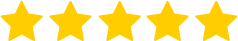 Five large, bright yellow stars are displayed in a row on a light background, representing a five-star rating.