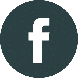 A white Facebook logo in the shape of a lowercase "f" is centered on a dark circular background, evoking the precision of a veterinarian’s careful touch.
