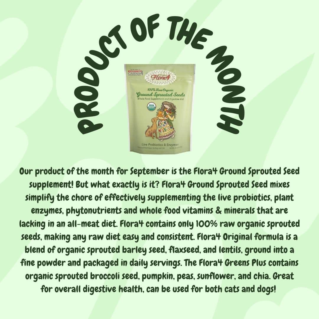 A promotional image featuring Flora4 Ground Sprouted Seeds as