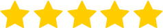 Five large, bright yellow stars are displayed in a row on a light background, representing a five-star rating.
